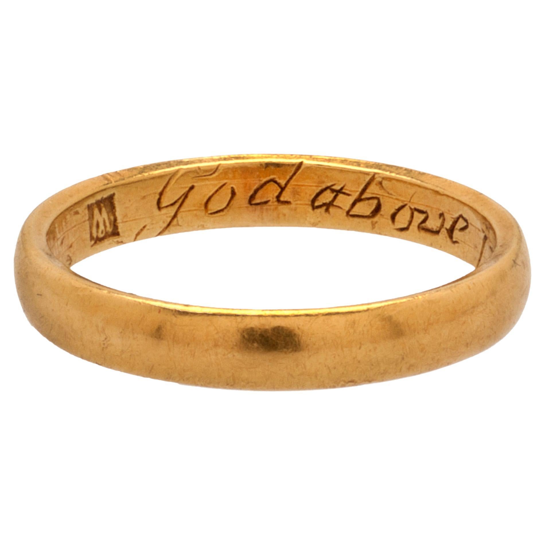 Antique English Gold Band 'Posey' Ring For Sale