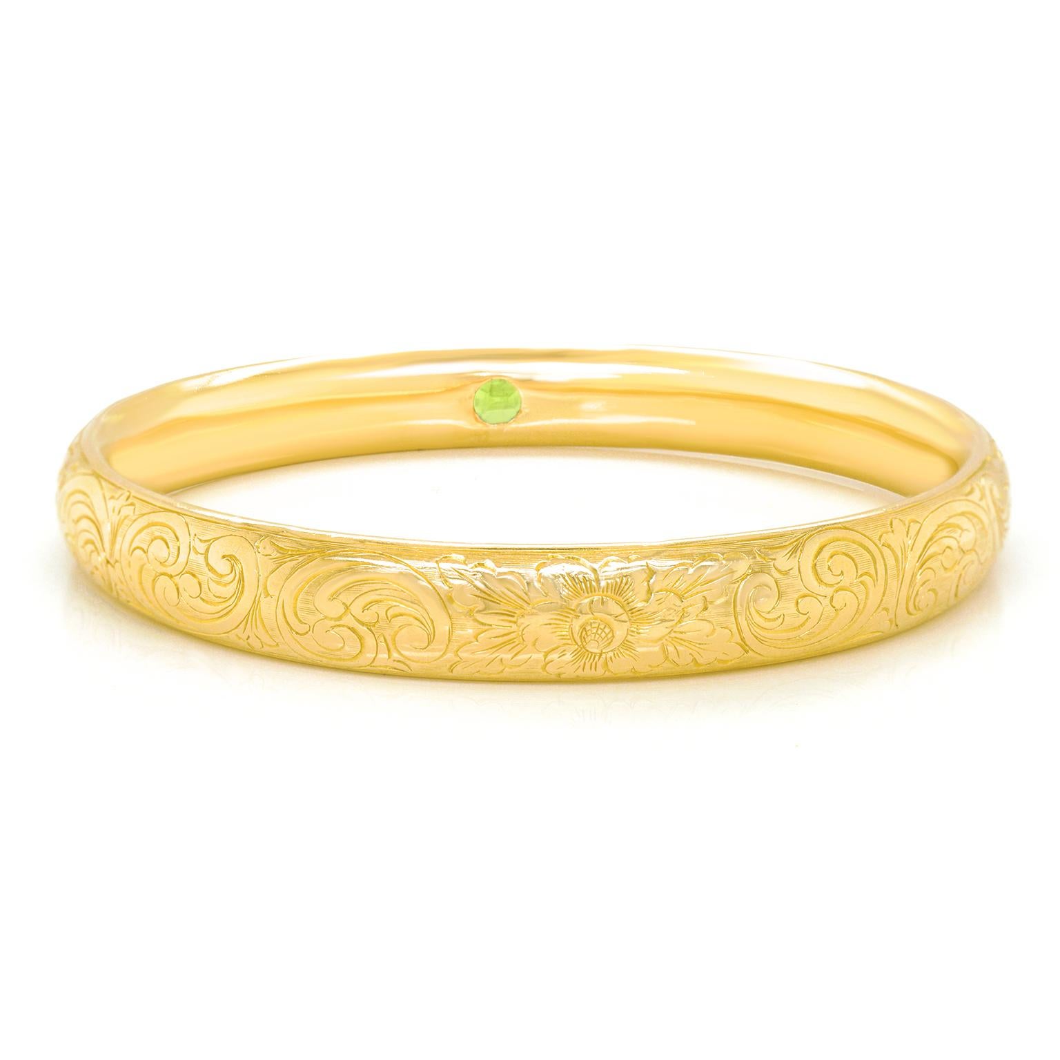 Antique Gold Bangle Set with Peridot 4