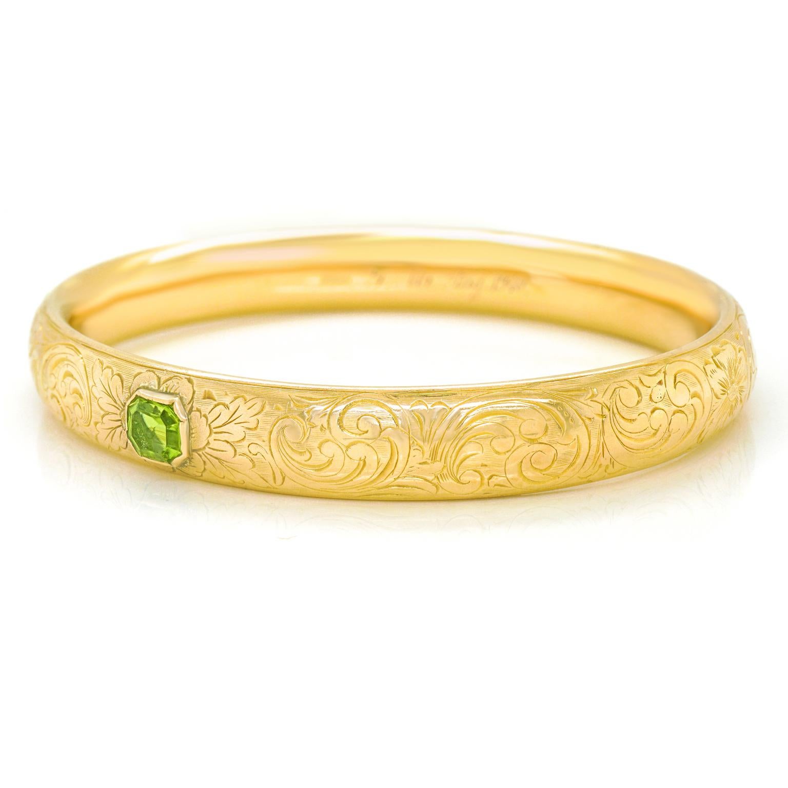 Victorian Antique Gold Bangle Set with Peridot