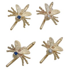 Antique Gold Bee Shirt Studs