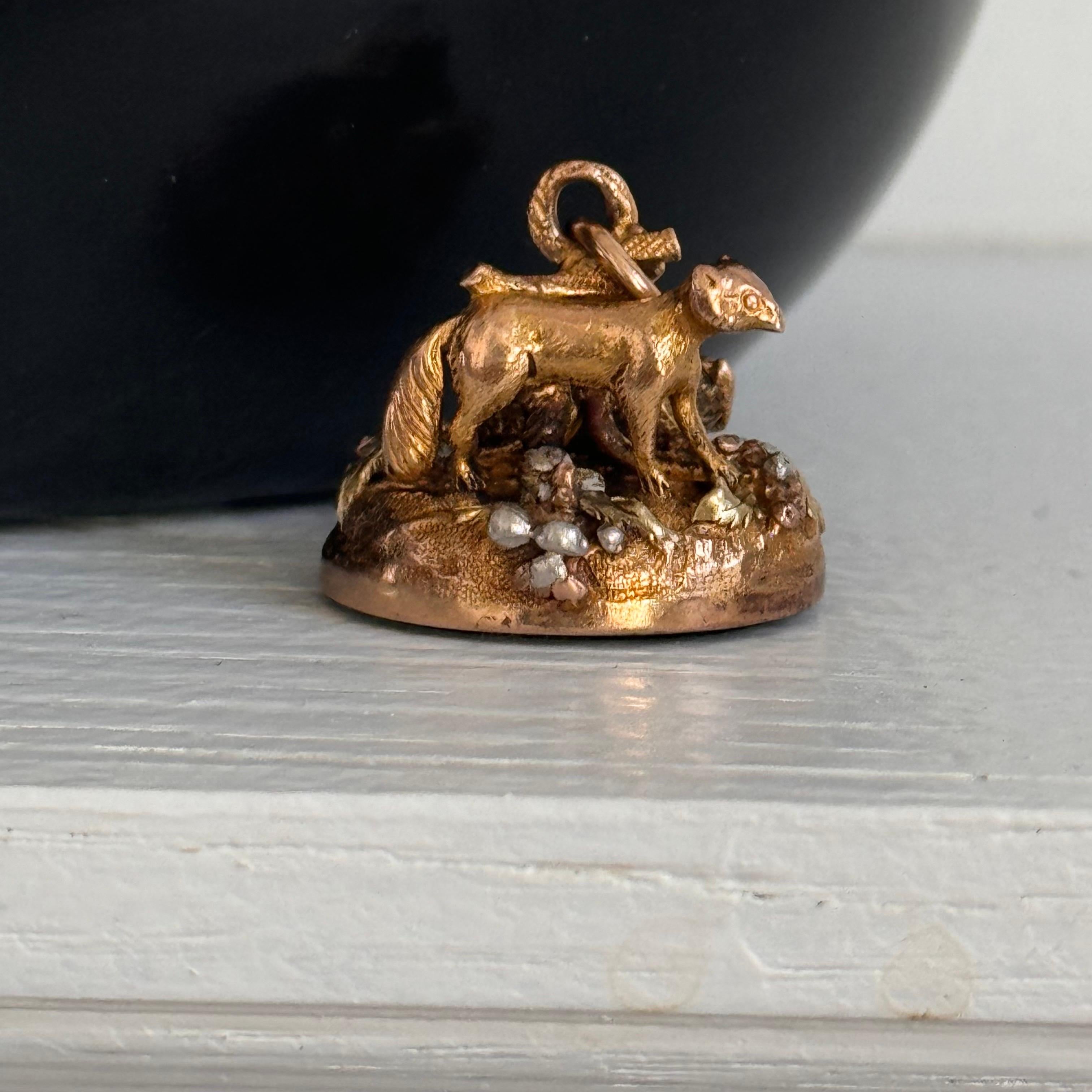 Women's or Men's Antique 18kt Gold  Blood Stone Fox Watch Fob Pendant For Sale