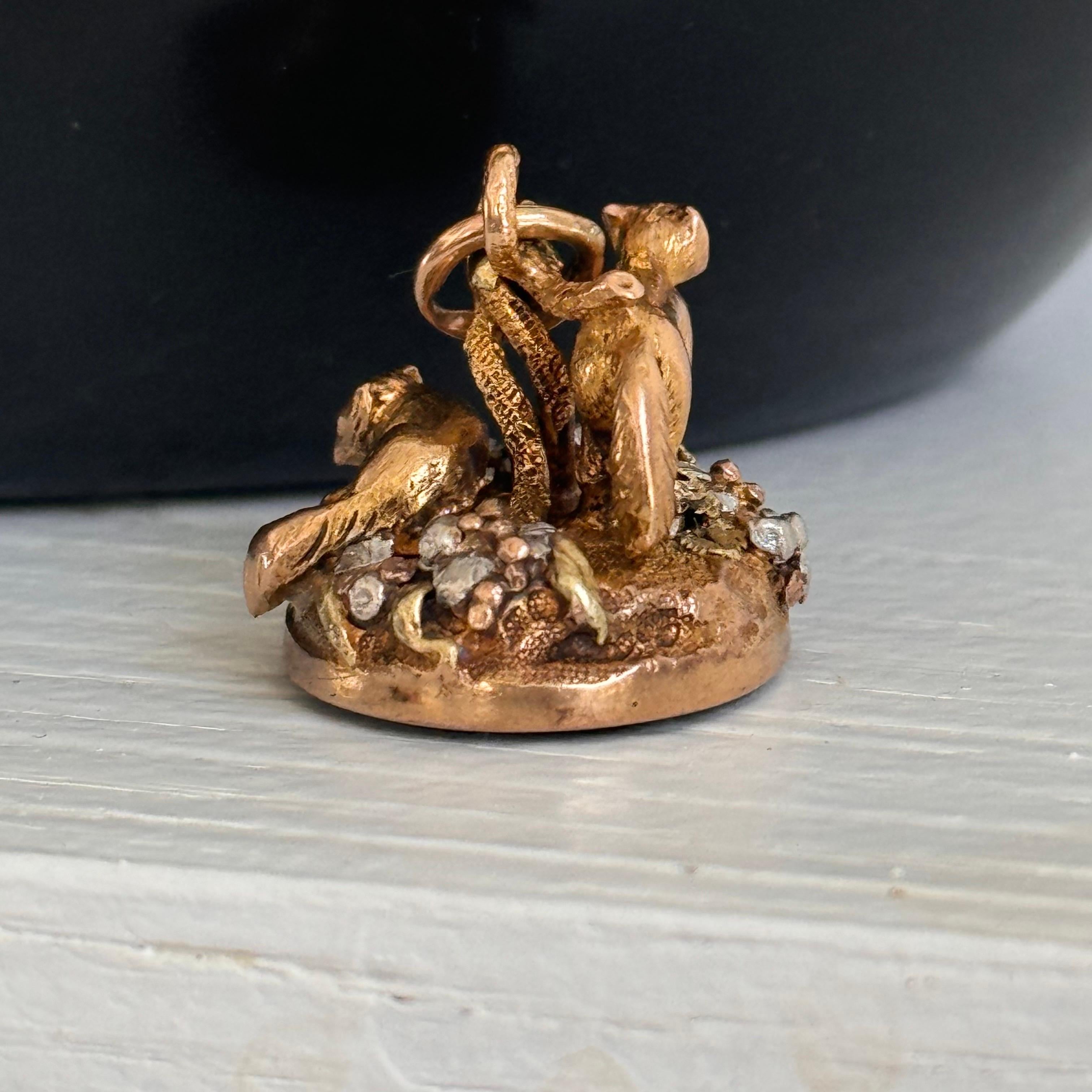 Antique 18kt Gold  Blood Stone Fox Watch Fob Pendant For Sale 3
