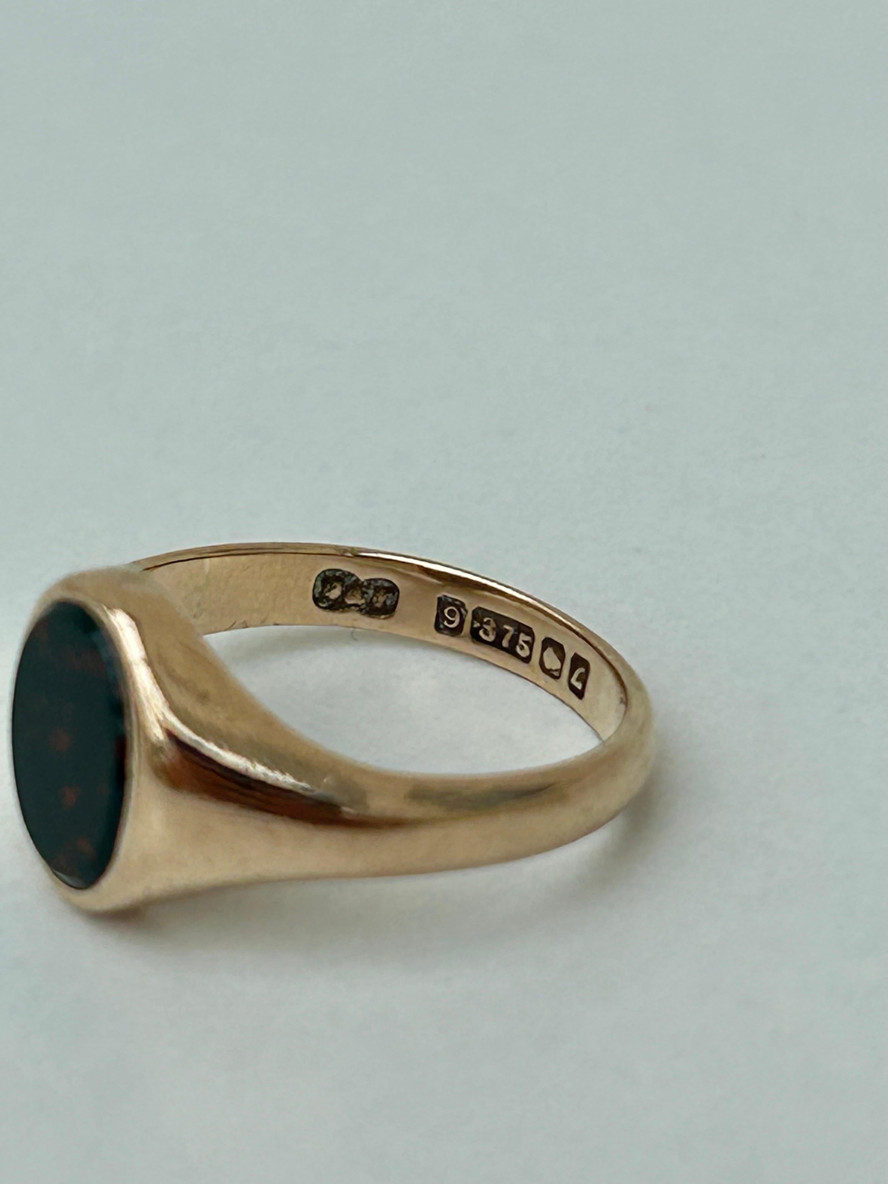 Women's or Men's Antique Gold Bloodstone Signet Ring