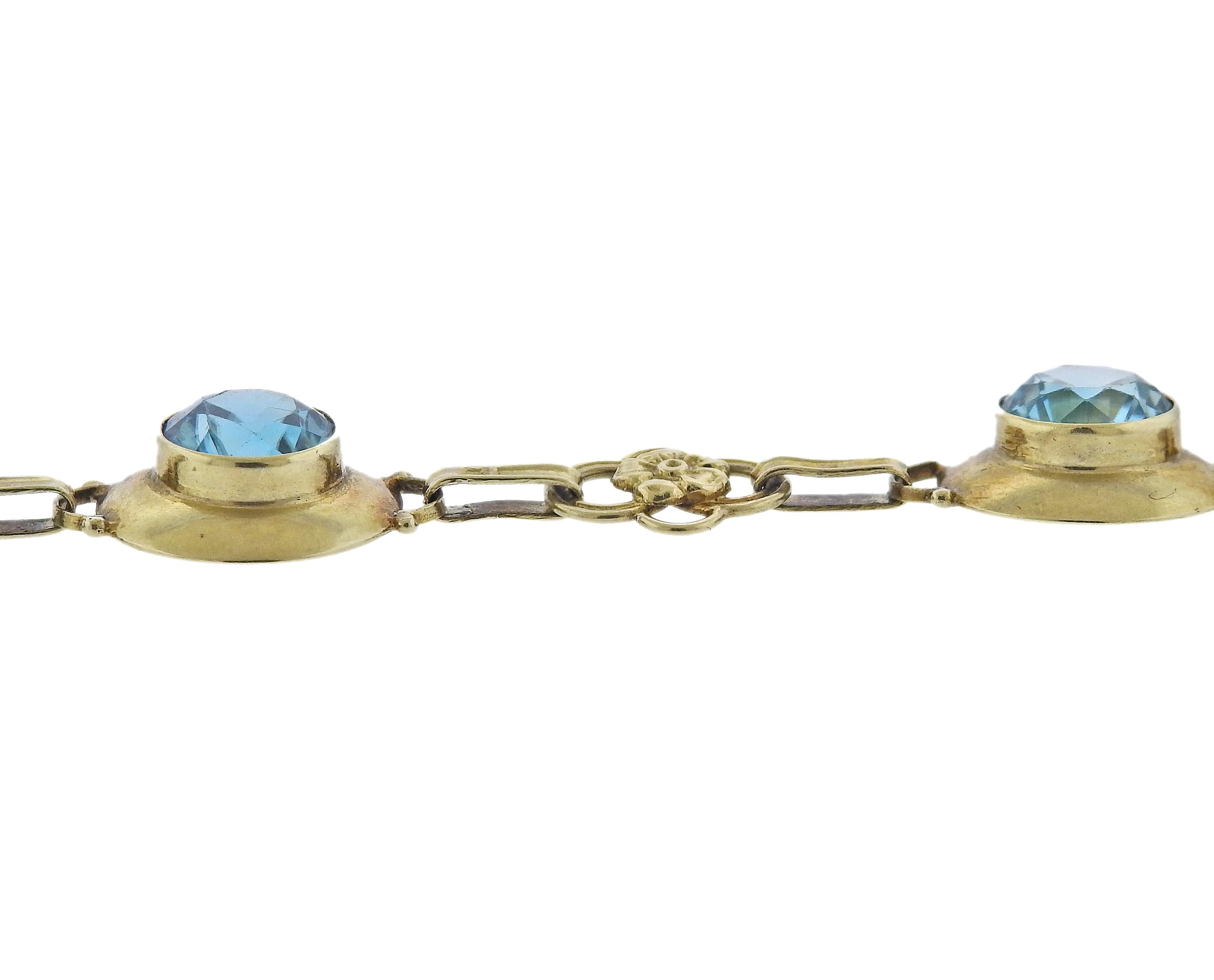 Bracelet ancien en or et pierres précieuses bleues Excellent état - En vente à New York, NY