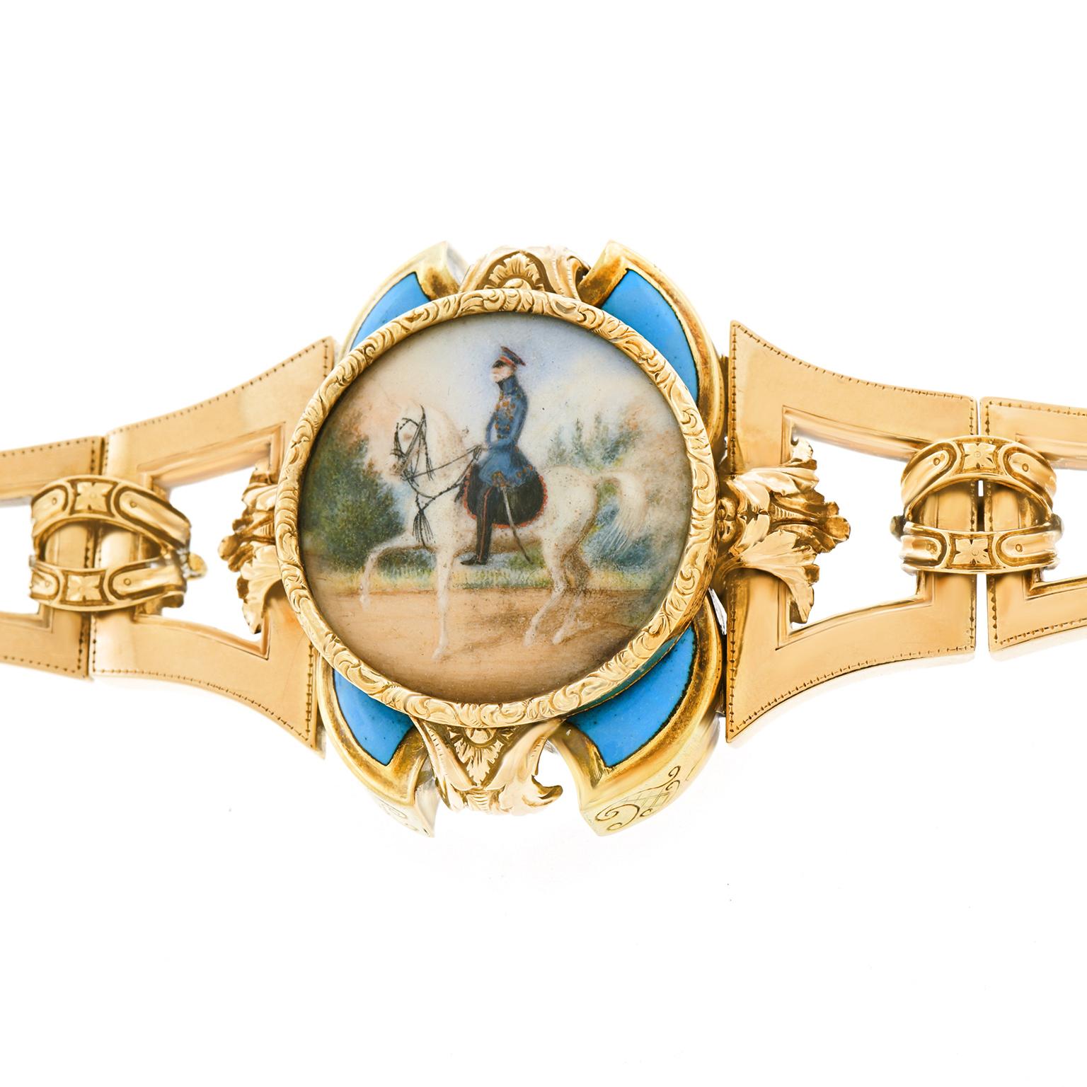 Antique Gold Bracelet with Calvary Officers Portrait 2