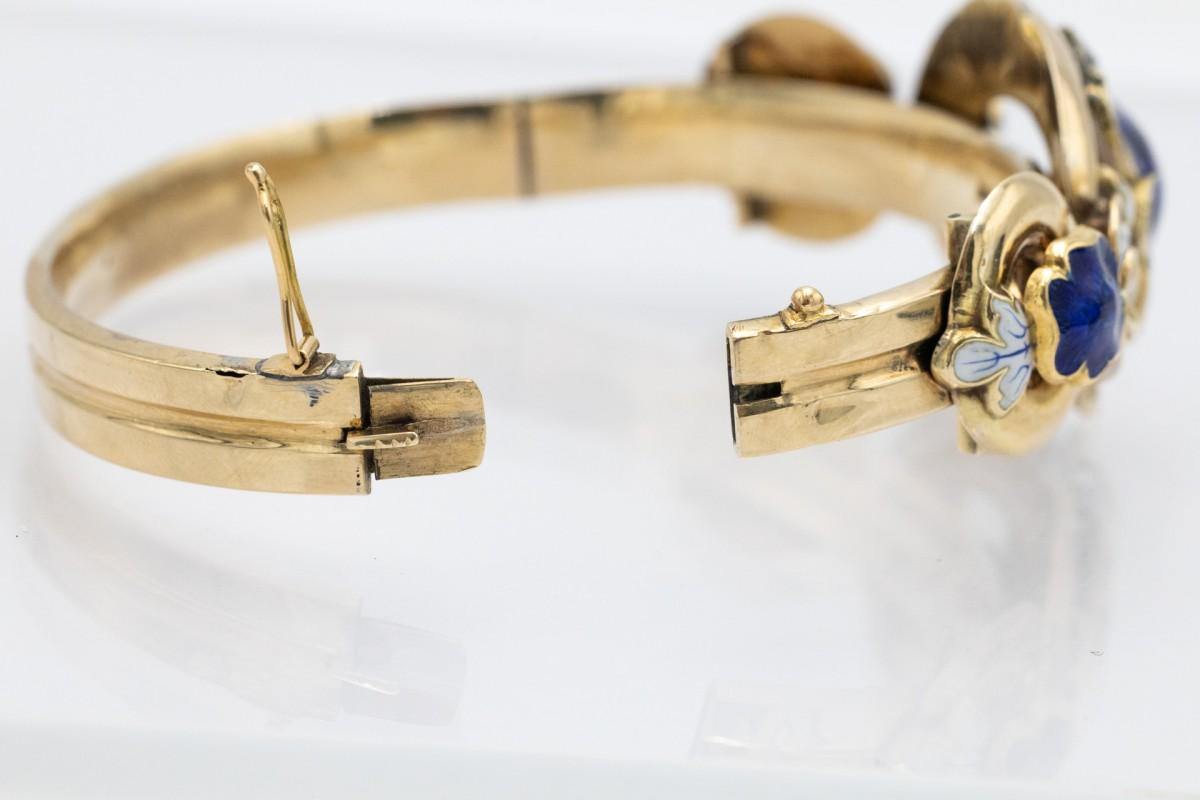 Bracciale antico in oro con smalto cobalto in stile Biedermeier, XIX secolo in vendita 2