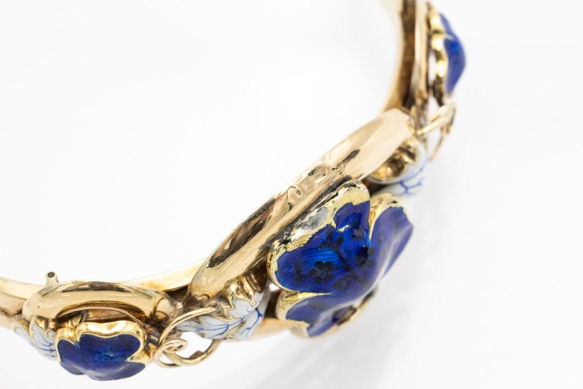Bracciale antico in oro con smalto cobalto in stile Biedermeier, XIX secolo in vendita 3