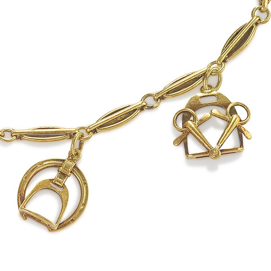 Antique Gold Bracelet with Equestrian Charms by Sloan & Company 2