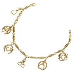 Used Gold Bracelet with Equestrian Charms by Sloan & Company