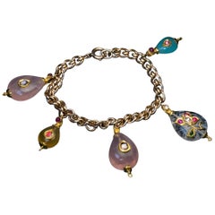 Antique Gold Bracelet with Mughal Jeweled Charms