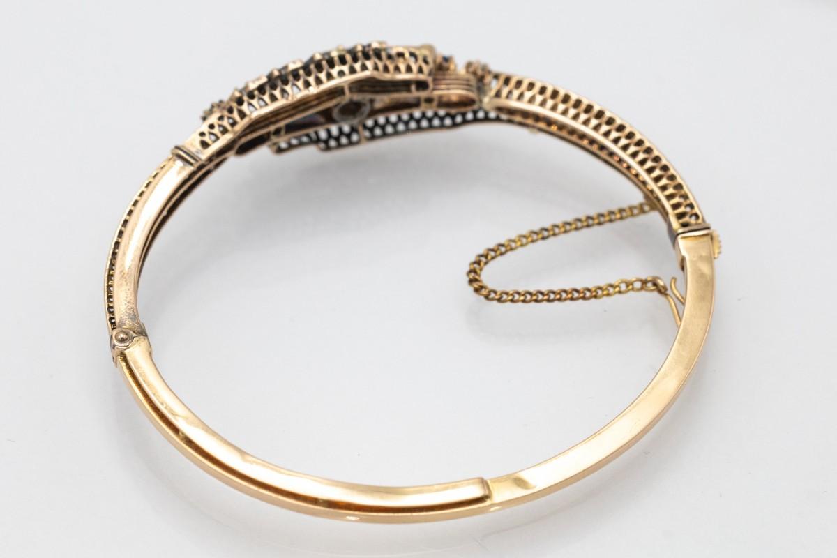 Antique gold bracelet with ruby, sapphires and diamonds, Russia, late XIX cent. In Good Condition In Chorzów, PL