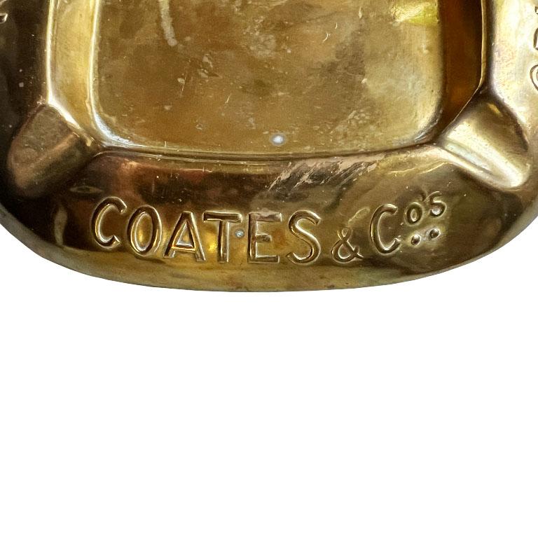 Cenicero publicitario antiguo de latón dorado - Coates & Co. Gin 1900s Victoriano en venta