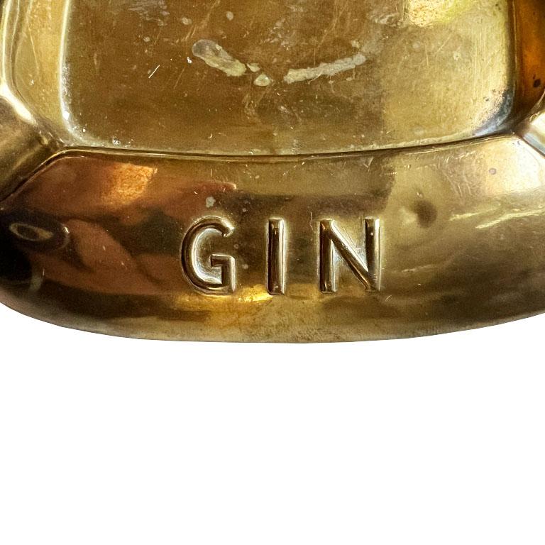 Cenicero publicitario antiguo de latón dorado - Coates & Co. Gin 1900s Estadounidense en venta