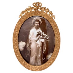 Antique Gold Bronze Oval Frame Retailed at "Stern Brothers" New York, circa 1890