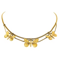 Collar Mariposa de Oro Antiguo al Gusto Japonés