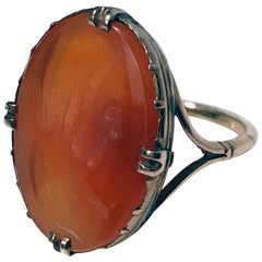 Antique Gold Carnelian Intaglio Ring, Continental, circa 1890
