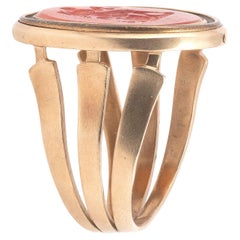 Antique Gold Carnelian Justitia Intaglio Ring