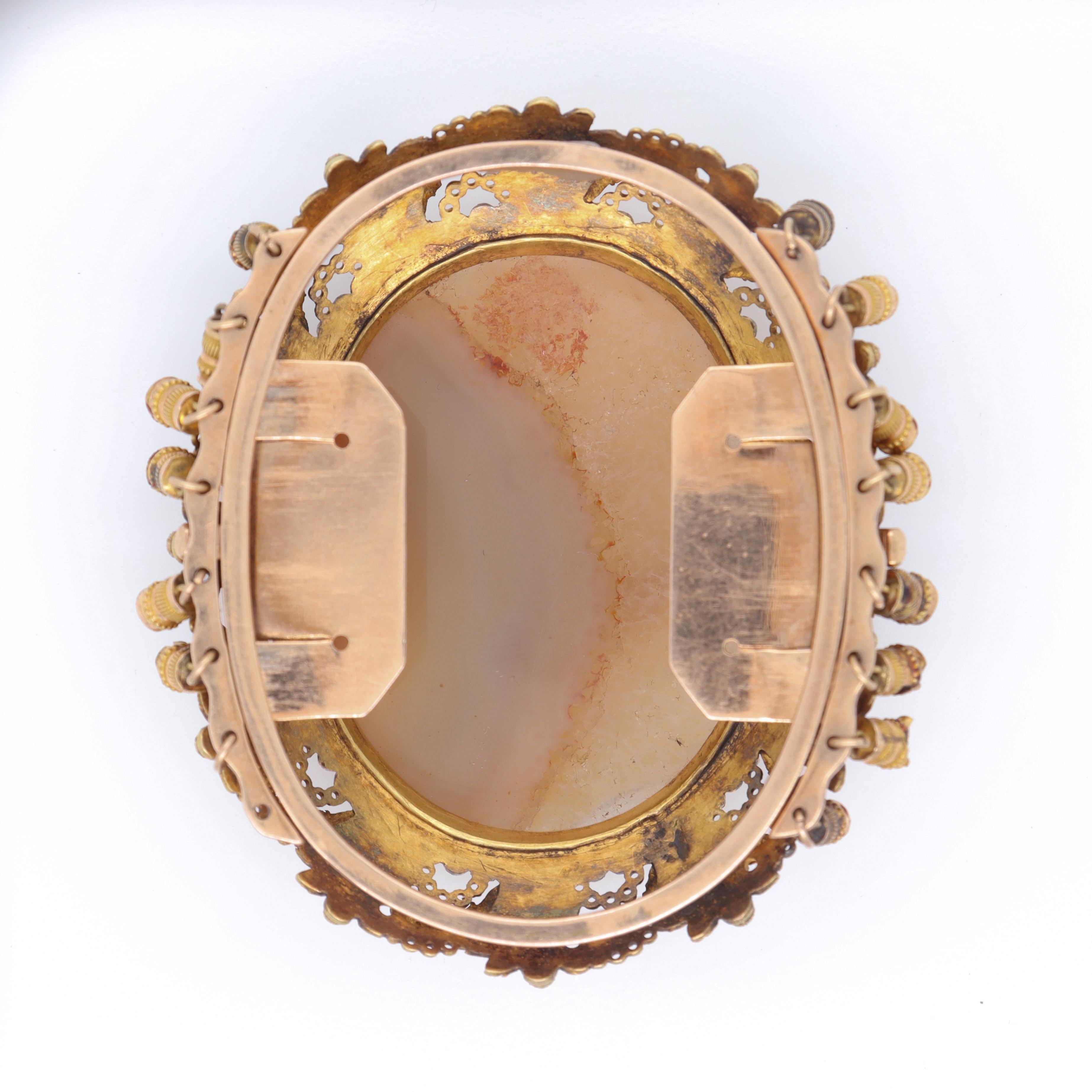 Antique Gold & Carved Agate Cameo Hermaphrodite Bracelet or Necklace Clasp For Sale 8