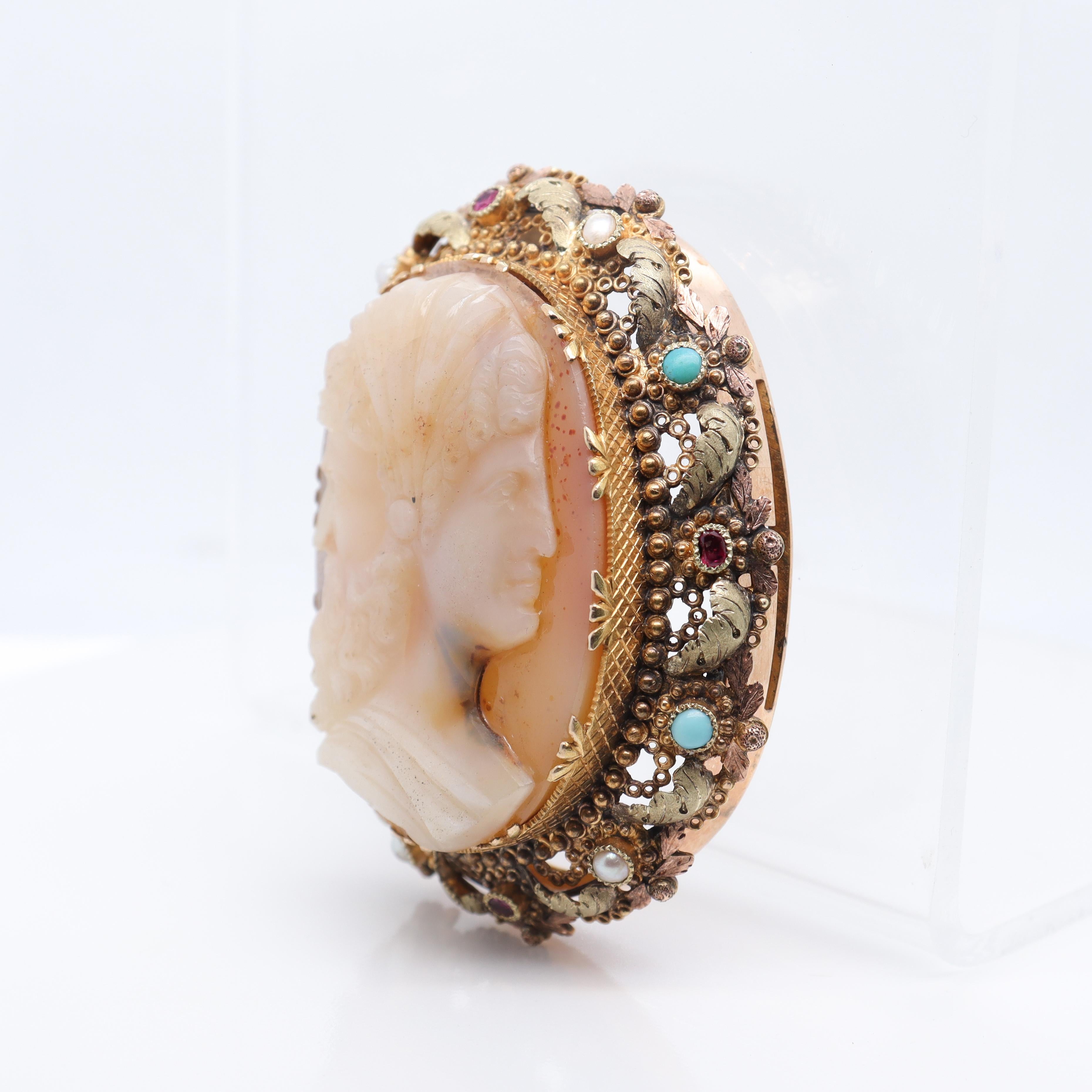 Antikes Gold & geschnitztes Achat Kamee Hermaphrodite-Armband oder Halskette Verschluss im Zustand „Gut“ im Angebot in Philadelphia, PA