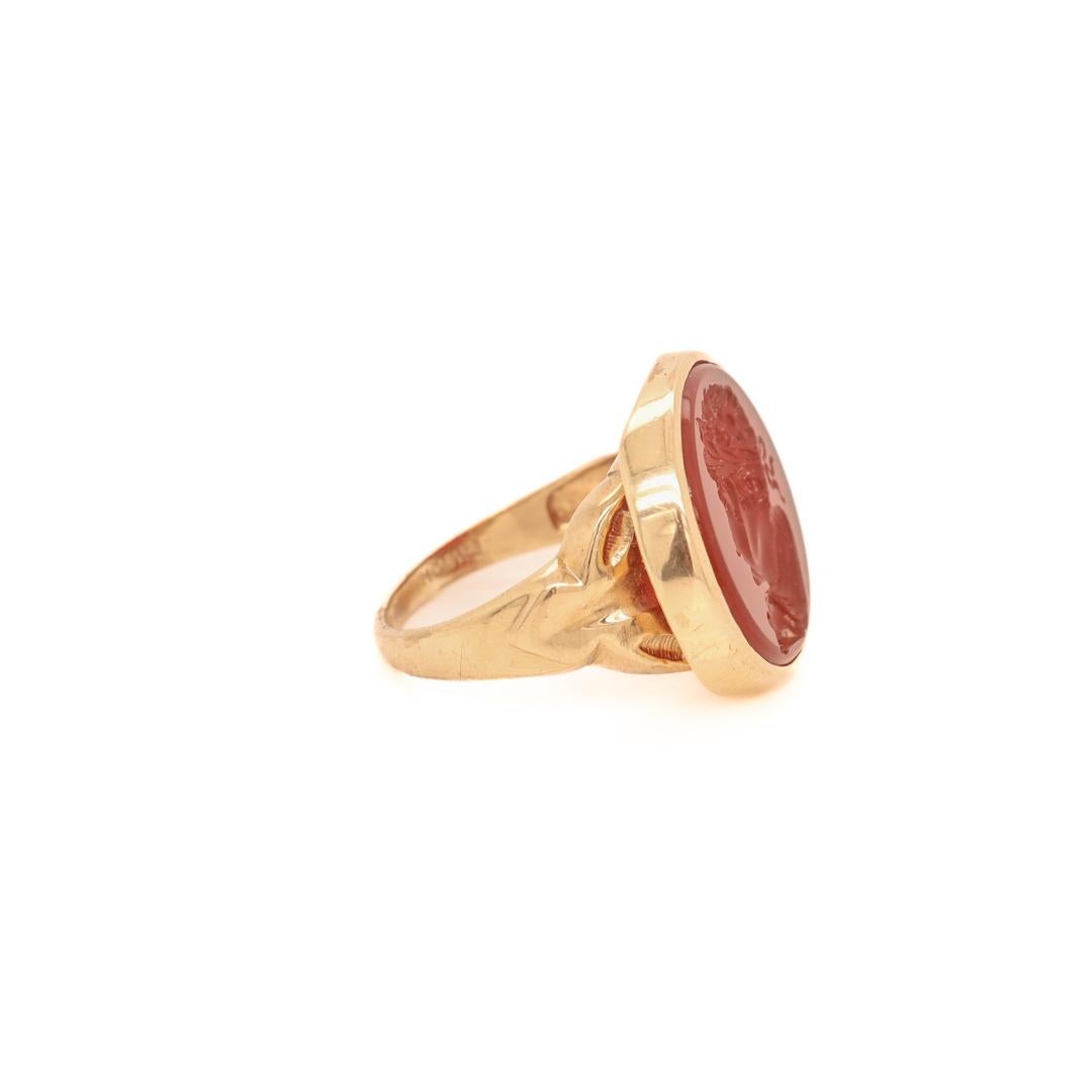 Antiker Gold & geschnitzter Karneol Intaglio Siegelring mit römischem Kaiser Trajan 1