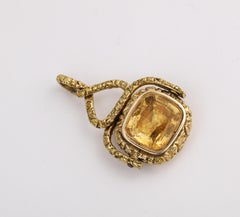 Antique Gold Cased Citrine Spinner Fob