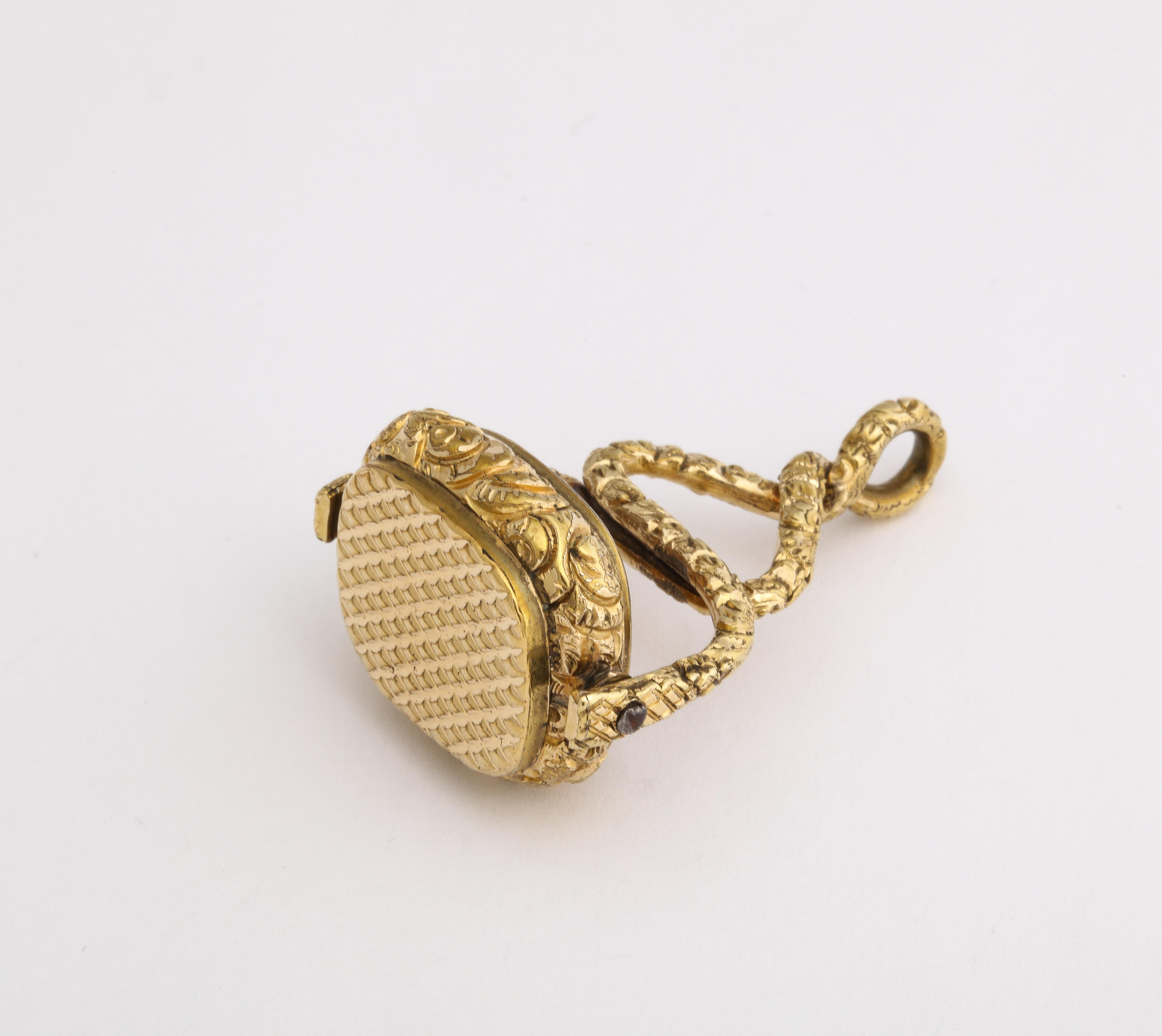 Women's or Men's Antique Gold Cased Citrine Spinner Fob
