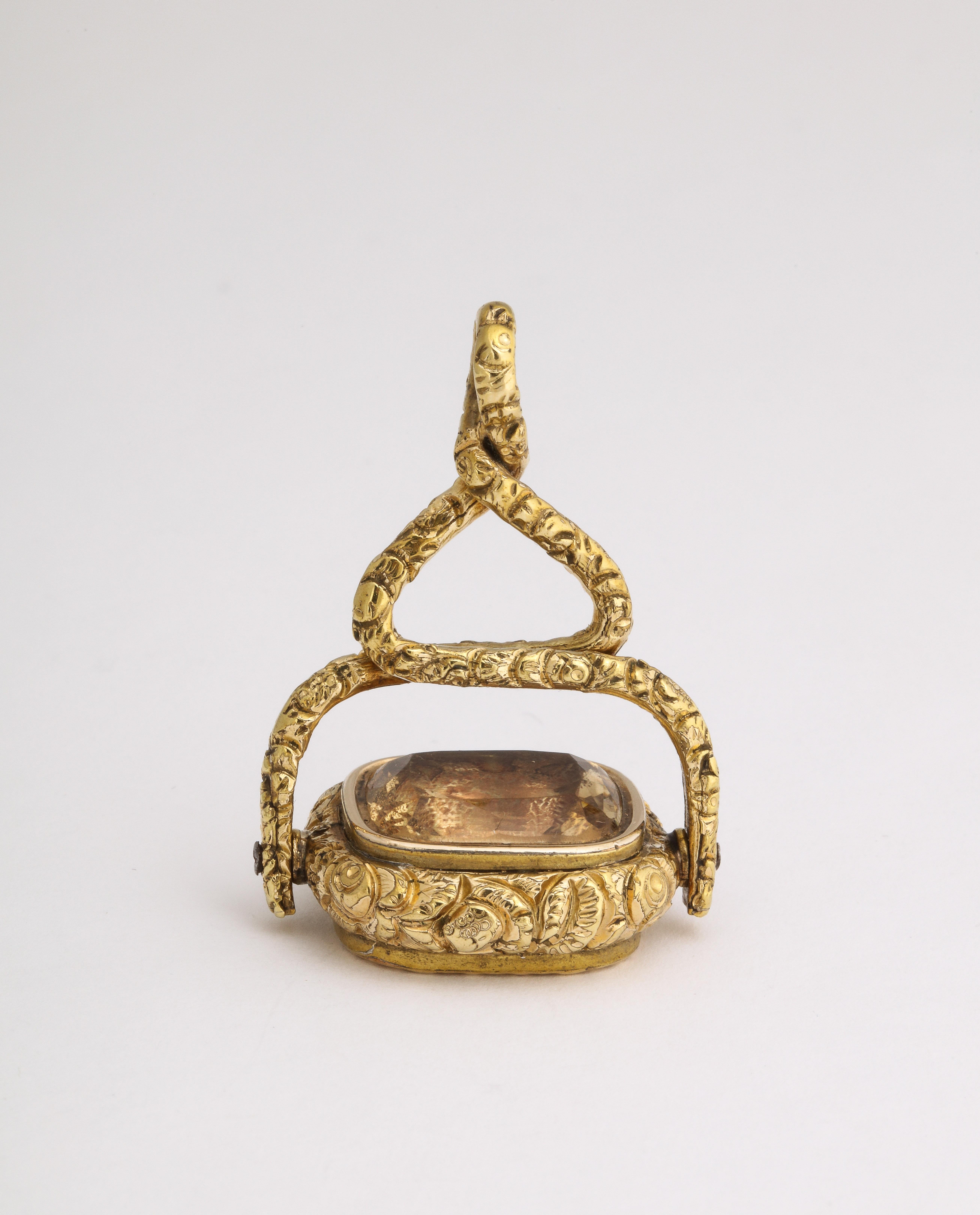 Antique Gold Cased Citrine Spinner Fob 1