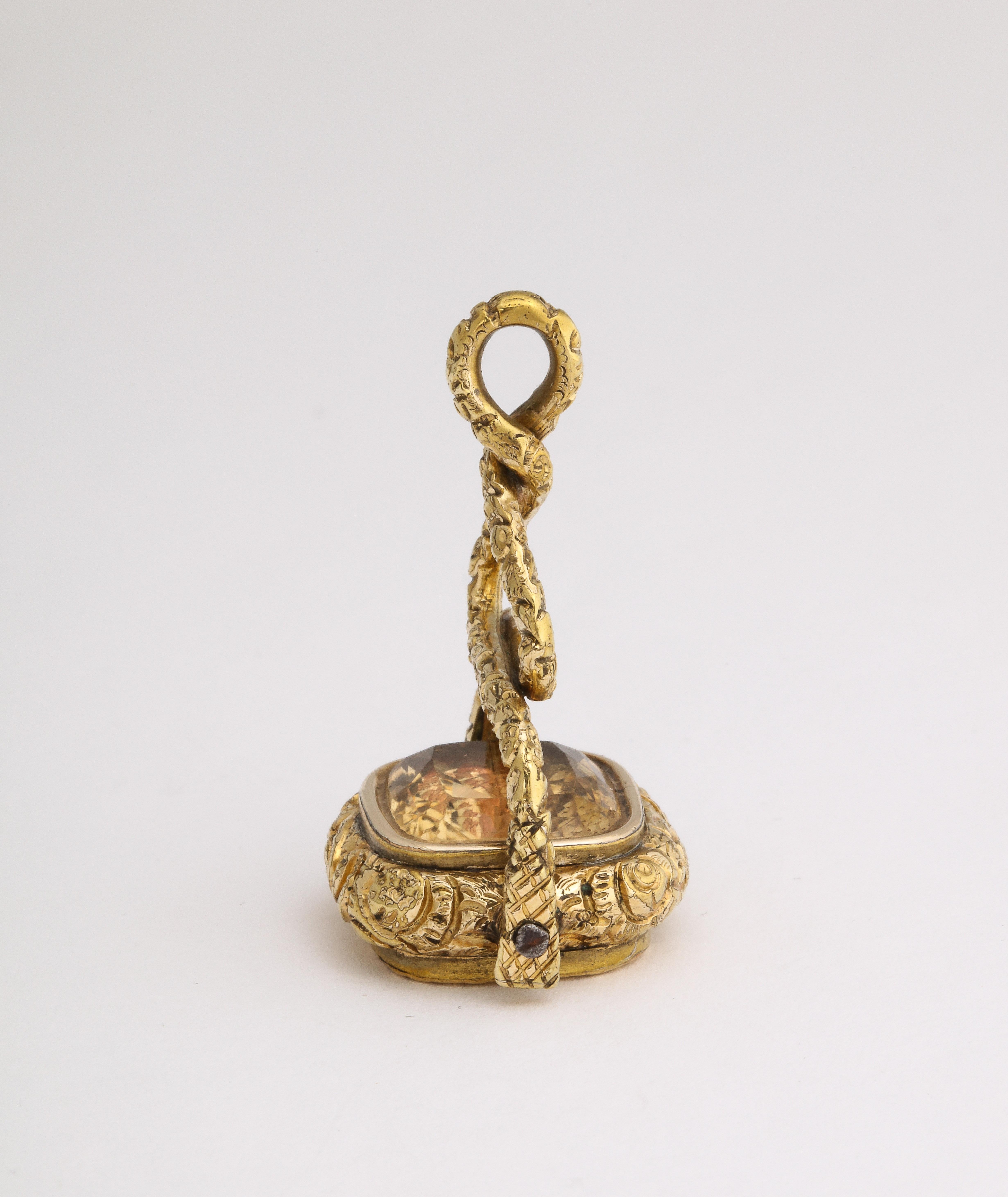 Antique Gold Cased Citrine Spinner Fob 2