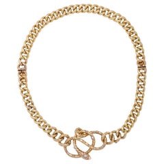 Antique Gold Snake Necklace With Diamonds / Double  Bracelets