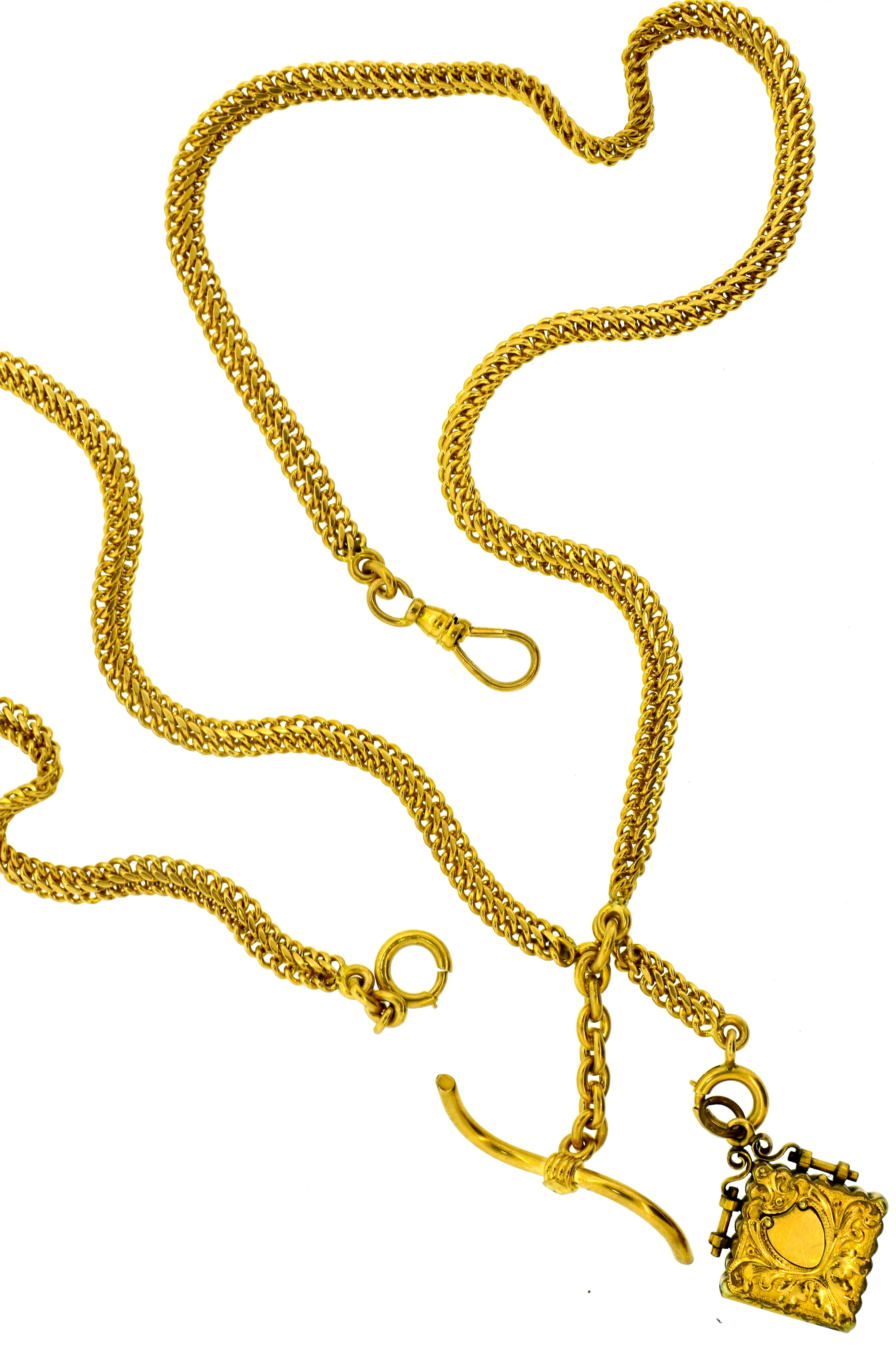 Women's or Men's Antique Gold Chain with Fobs, circa 1900