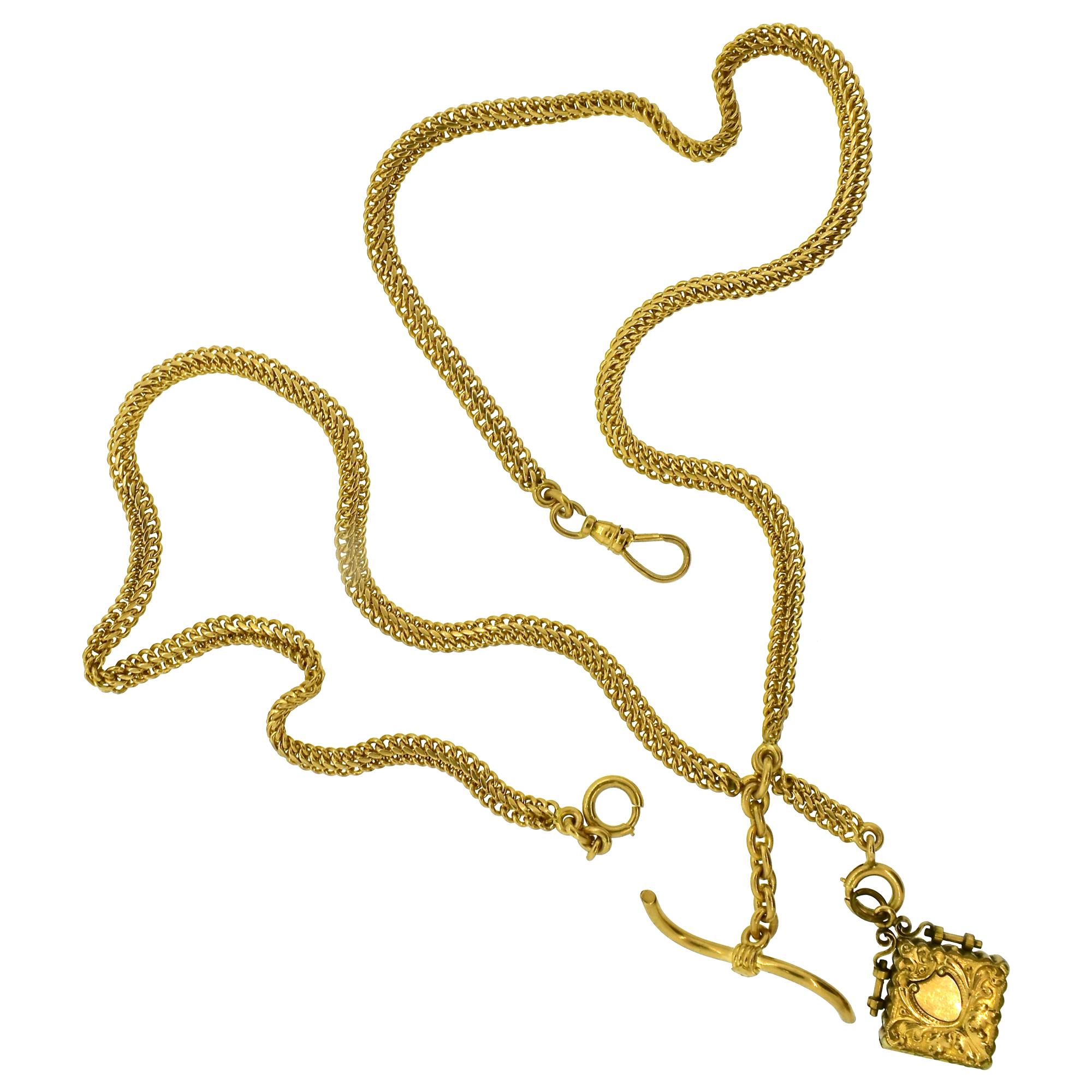 Antique Gold Chain with Fobs, circa 1900