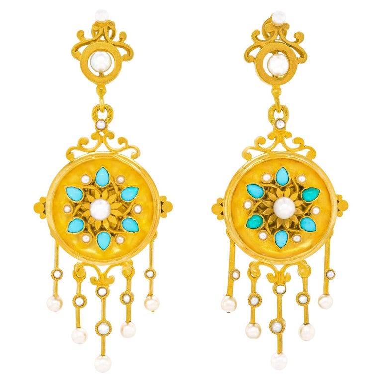 Antique Gold Chandelier Earrings at 1stDibs