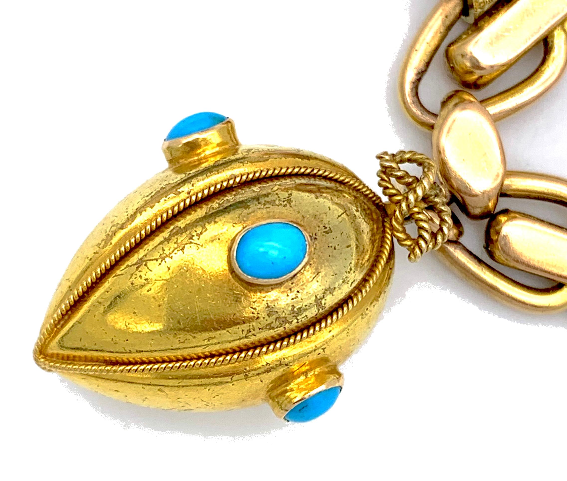 Antique Gold Charm Bracelet with Seven Georgian and Victorian Locket Pendants 3