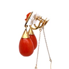 Antique Gold Coral Drop Earrings