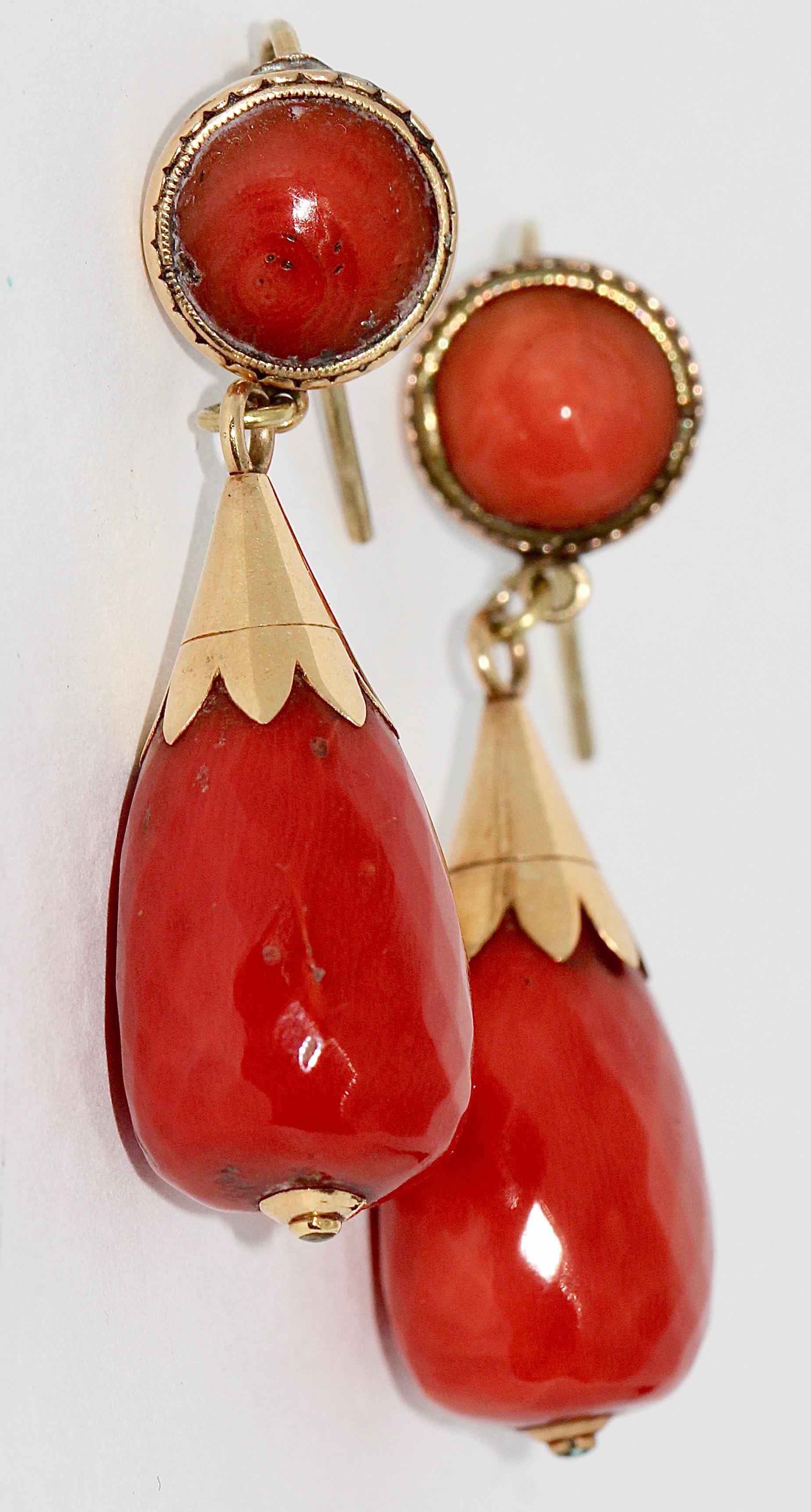 coral drop earrings