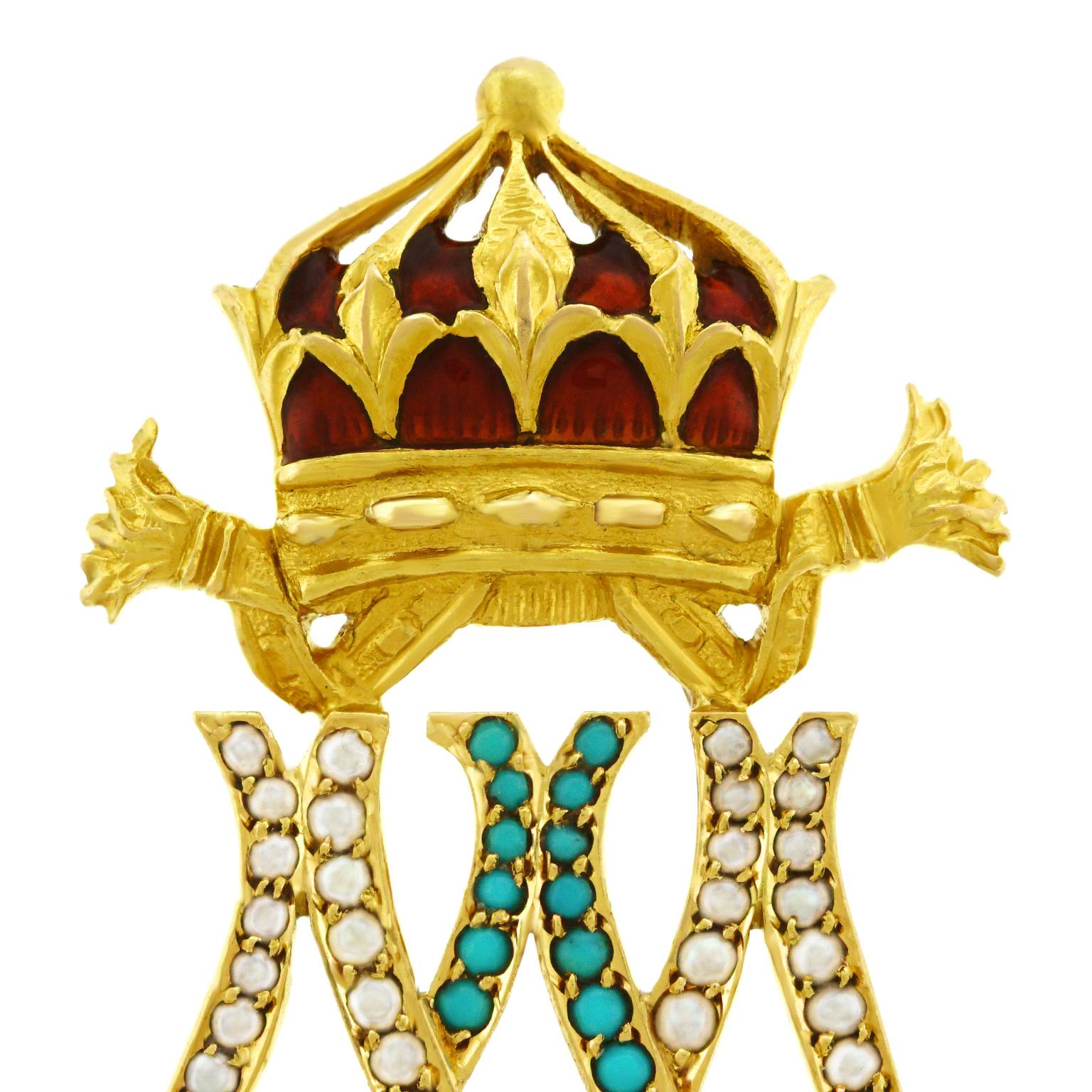 Antique Gold Crown Brooch 3