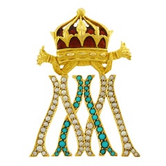Antique Gold Crown Brooch