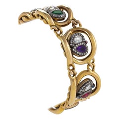 Antique Gold, Diamond and Gem-Set Acrostic Sweetheart Bracelet