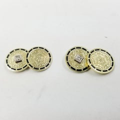 Antique Gold, Diamond, and Enamel Cufflinks