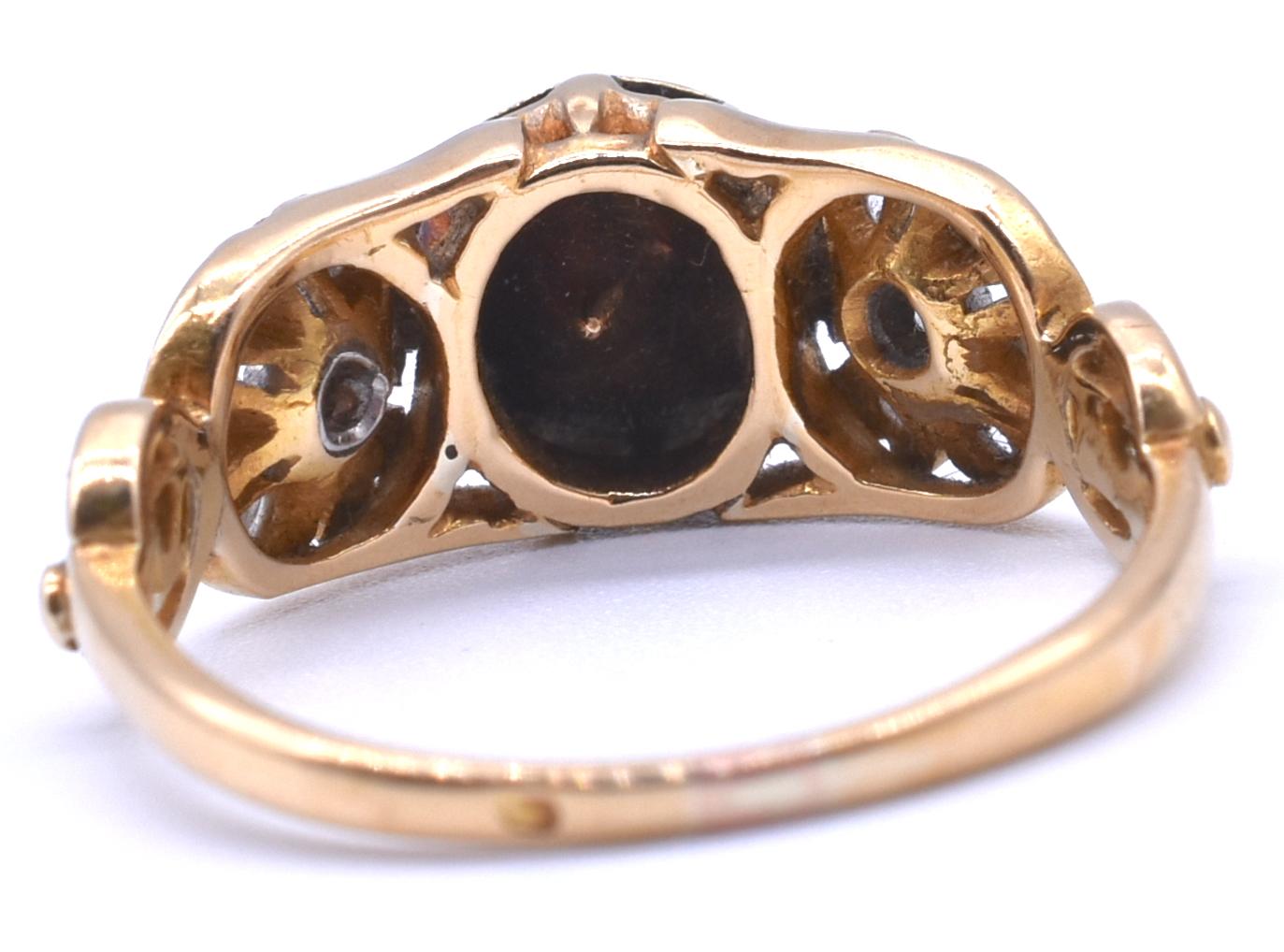 Antique Gold Rose Cut Diamond Ring with Platinum Floral Shoulders, C1895 3