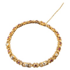 Antique Gold Diamonds and Rubies French Bracelet