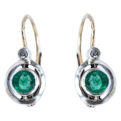 Antike Goldohrringe mit Diamanten und Smaragden, Österreich-Ungarn, um 1930