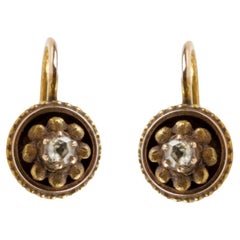 Boucles d'oreilles anciennes en or avec diamants, Autriche-Hongrie, 1900.