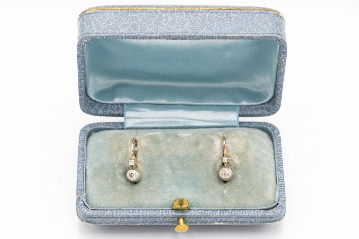 da uomo o donna Orecchini in oro antico con diamanti. Ungheria, 1937-1966 in vendita