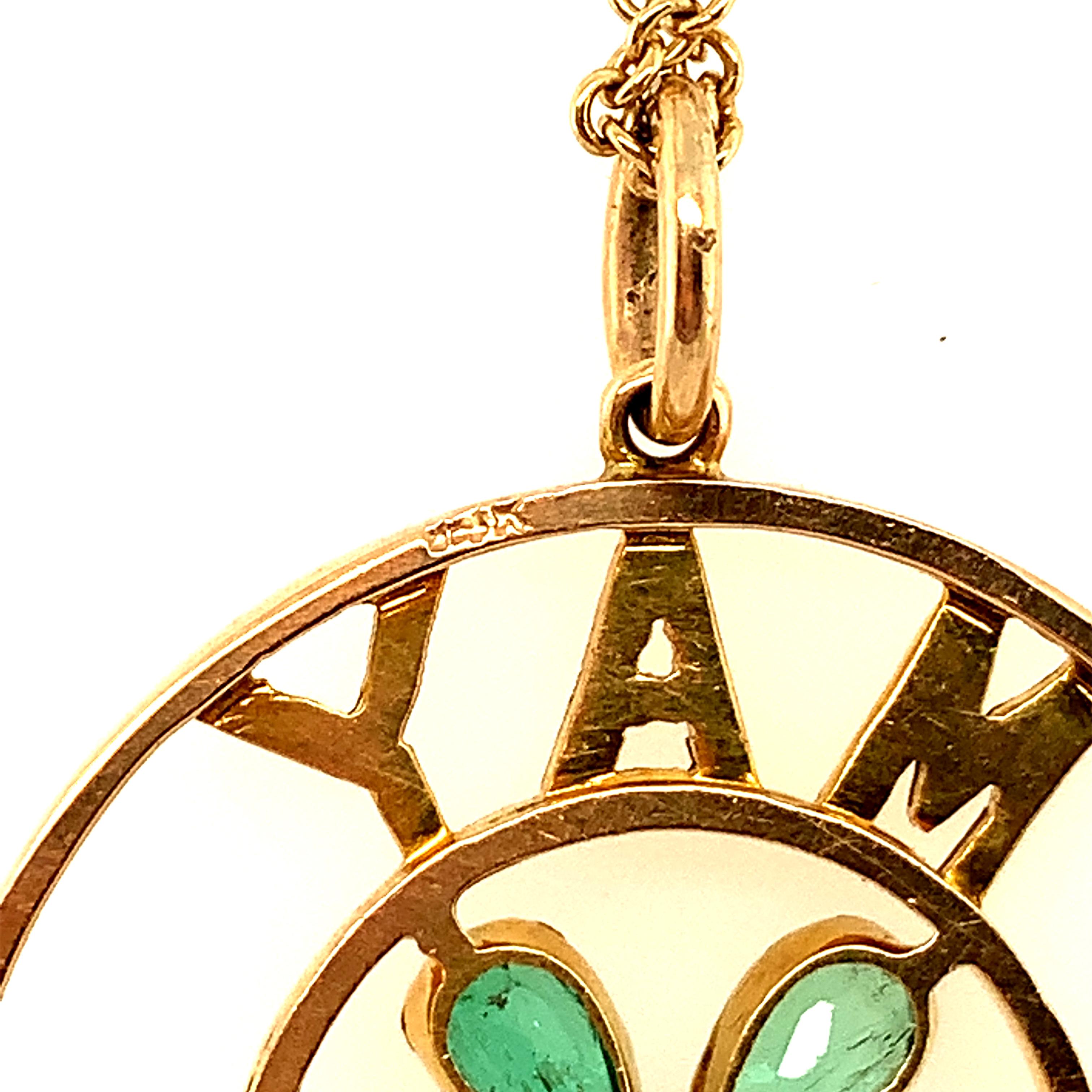Rose Cut Antique Gold Emerald & Diamond May Charm For Sale