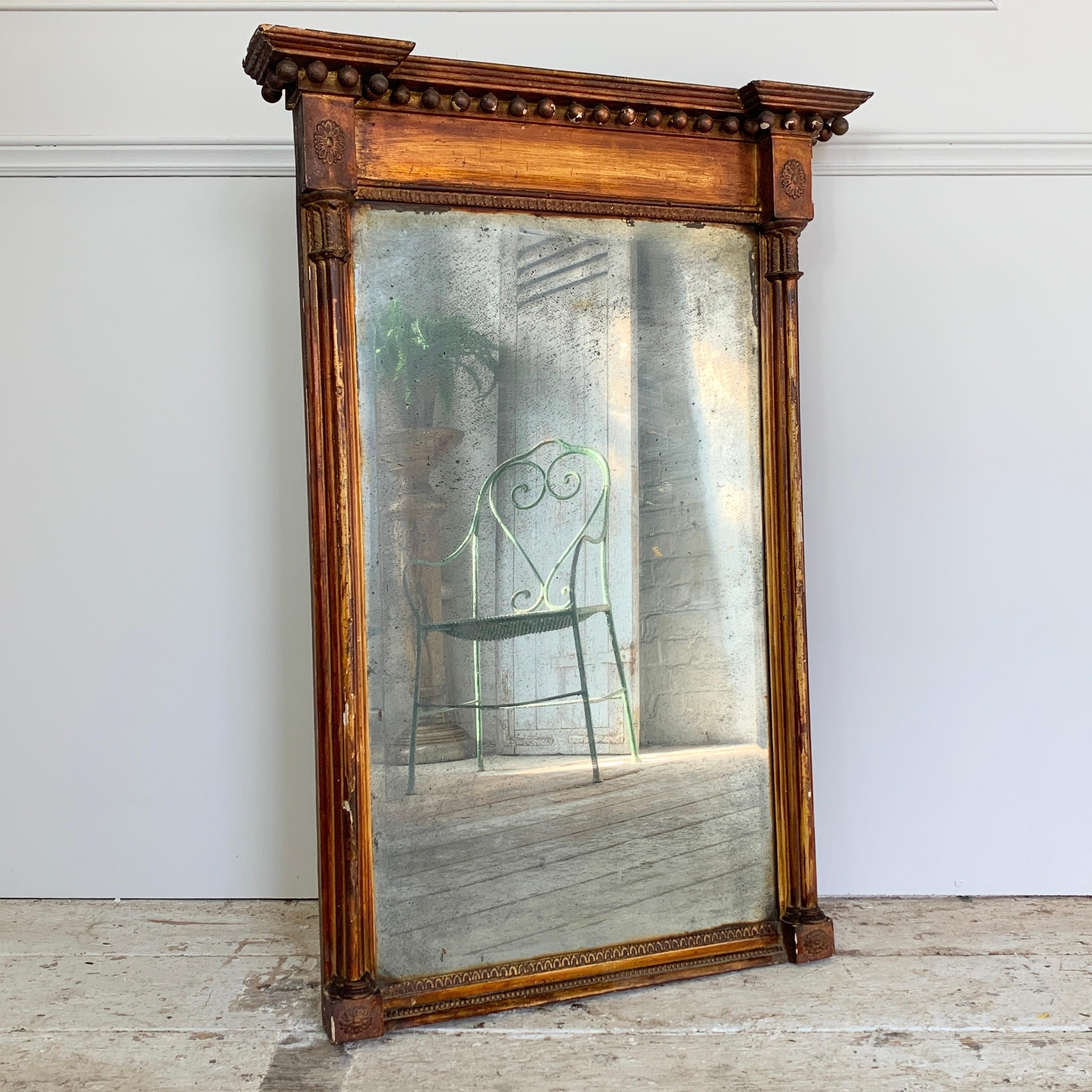 Regency Antique Mirror Trumeau Impero d'Oro, sbiadito, circa 1820 in vendita