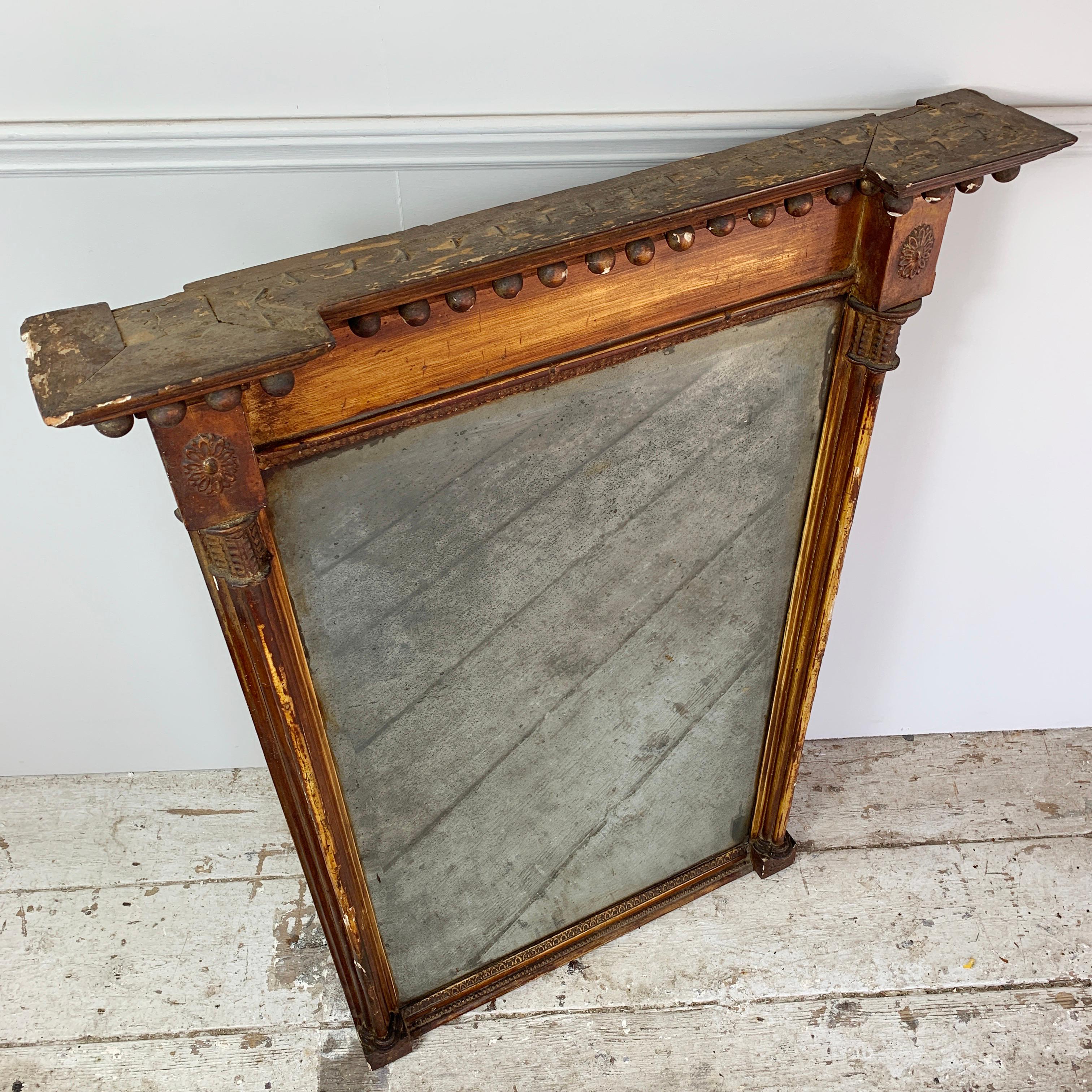 XIX secolo Antique Mirror Trumeau Impero d'Oro, sbiadito, circa 1820 in vendita