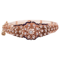 Antique Gold, Enamel and Diamond Bangle, Late 19th Century