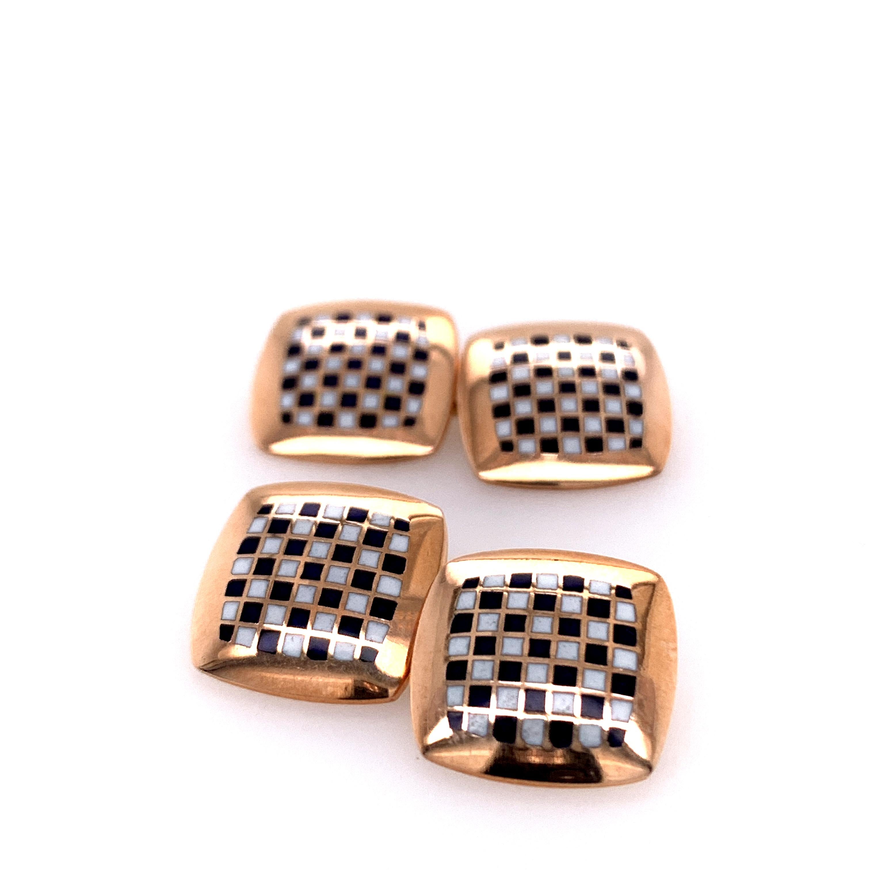 Antique Gold and Enamel Cufflinks In Excellent Condition For Sale In New York, NY