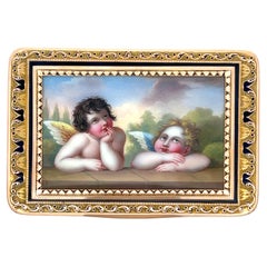 Antike Gold & Emaille Amor-Motiv Schnupftabakdose